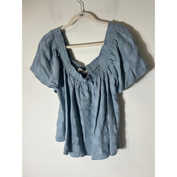 Mustard Seed Tops - Mustard Seed Blue Flutter Sleeve Tank Top Sz S